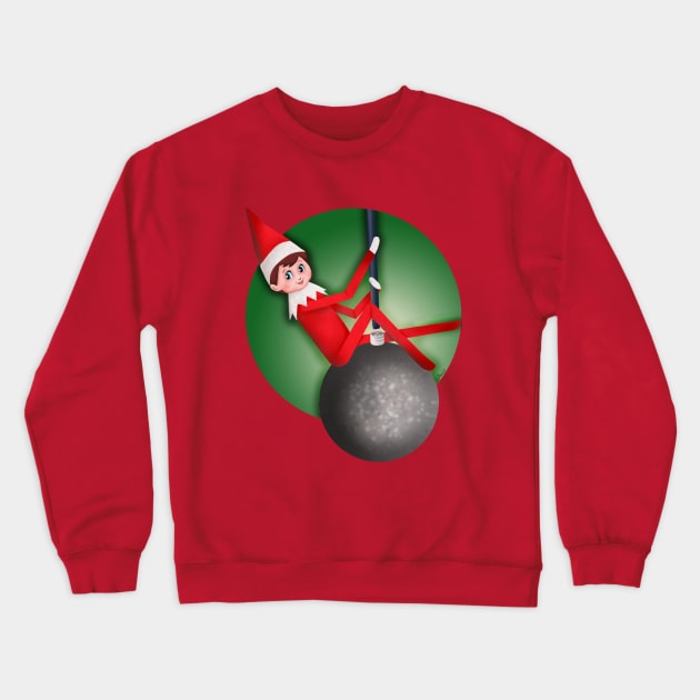 Wrecking Elf Crewneck Sweatshirt by LeMae Macabre